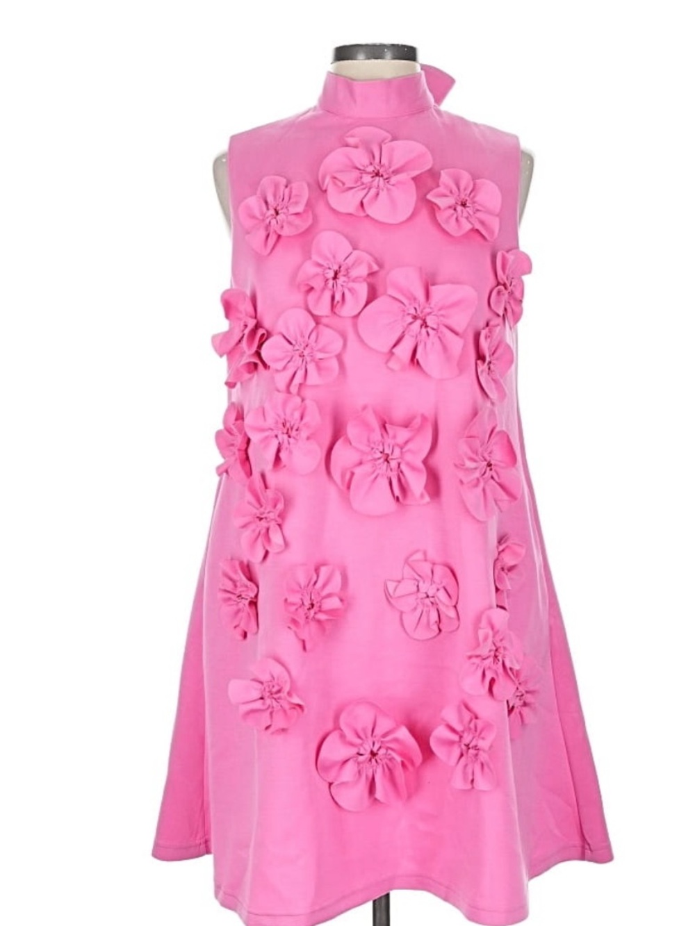 Chic Pink Tie-Neck Sleeveless Shift Dress
